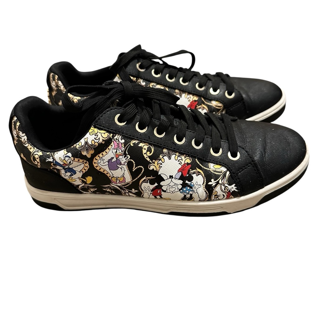 Aldo x Disney Graphic Lace-Up Low-Top Sneakers black cartoon print Men’s 8 - Picture 2 of 6